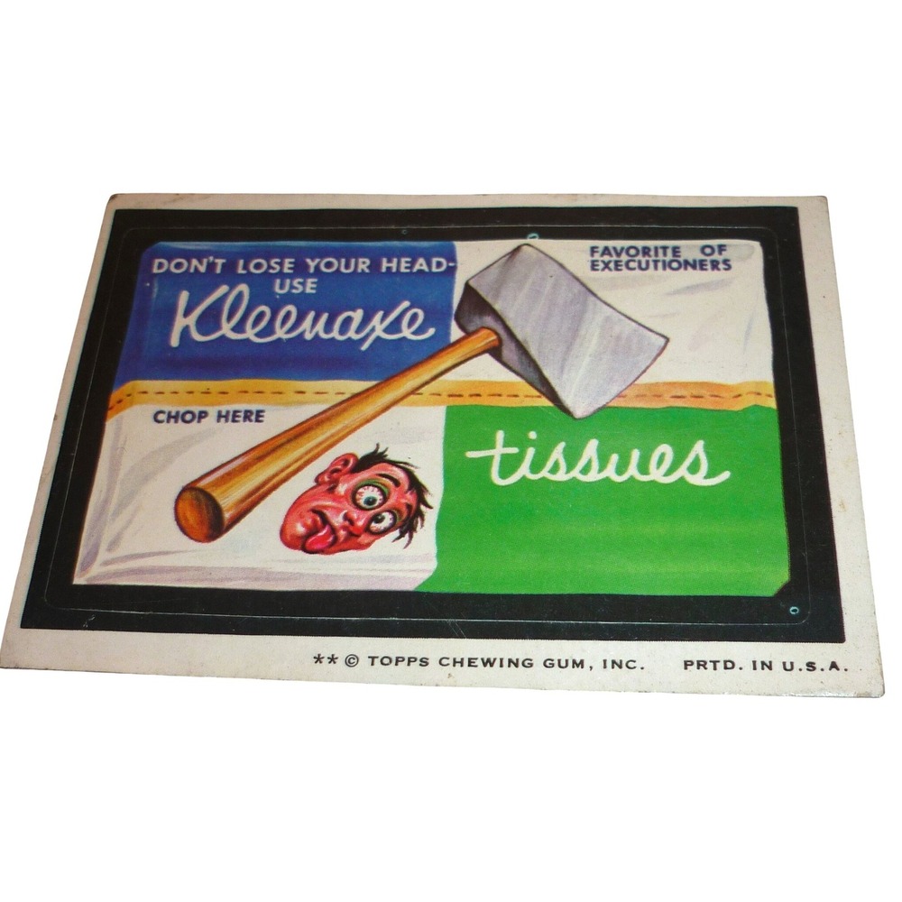 1967 Topps Wacky Packages Kleenaxe Tissues Sticker Card Die-Cut Series 1 Vintage